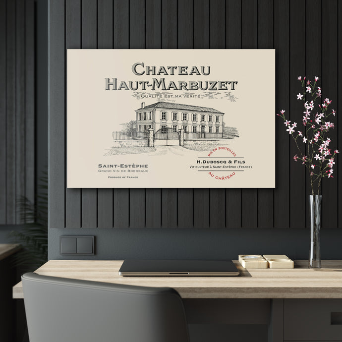 Chateau Haut-Marbuzet Wine Label Print on Acrylic Panel 36x24 hung