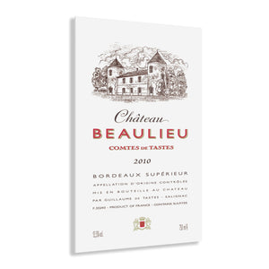 Chateau Beaulieu Wine Label Print on Acrylic Panel 20x30