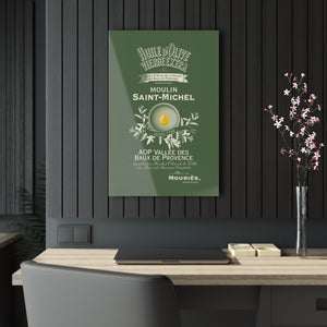 Moulin St Michel Olive Oil Label Print on Acrylic Panel 20x30