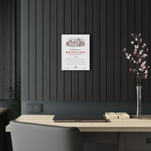 Load image into Gallery viewer, Chateau Beaulieu Wine Label Print on Acrylic Panel 11x14 hung