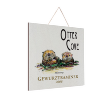 Load image into Gallery viewer, Wine Label Themed Wall Decor - Otter Cove Label Print on Wooden Plaque 8" x 8" Made in the USA