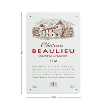 Load image into Gallery viewer, Wine Label Themed Wall Decor - Chateau Beaulieu Label Print on Metal Plate 8" x 12" Made in the USA