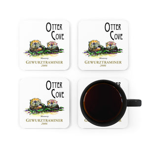 Wine Label Themed Gifts - Otter Cove Gewurztraminer 2006 Label on Corkwood Coaster Set of 4