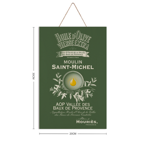 Kitchen Wall Decor - Moulin St Michel Olive Oil  Label Print on Wooden Plaque 8" x 12" Made in the USA
