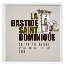 Load image into Gallery viewer, Wine Label Themed Artwork - La Bastide Saint Dominique Winery Cotes du Rhone Label Print on Canvas in a Floating Frame