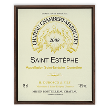 Load image into Gallery viewer, Wine Themed Artwork - Chateau Chambert-Marbuzet Label Print on Canvas in a Floating Frame