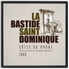 Load image into Gallery viewer, Wine Label Themed Artwork - La Bastide Saint Dominique Winery Cotes du Rhone Label Print on Canvas in a Floating Frame