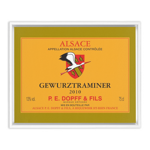 Wine Label Themed Artwork - P.E. Dopff Gewurztraminer Wine Label Print on Canvas in a Floating Frame
