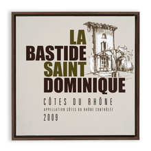 Load image into Gallery viewer, Wine Label Themed Artwork - La Bastide Saint Dominique Winery Cotes du Rhone Label Print on Canvas in a Floating Frame