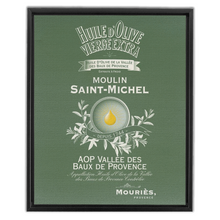 Load image into Gallery viewer, Kitchen Themed Artwork - Moulin St Michel Olive Oil Label Print on Canvas in a Floating Frame