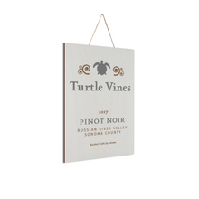 Load image into Gallery viewer, Wine Label Themed Wall Decor - Turtle Vines Wine  Label Print on Wooden Plaque 8&quot; x 12&quot; Made in the USA