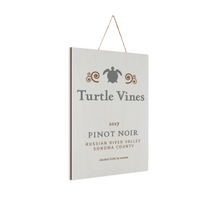 Load image into Gallery viewer, Wine Label Themed Wall Decor - Turtle Vines Wine  Label Print on Wooden Plaque 8" x 12" Made in the USA