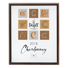 Load image into Gallery viewer, Wine Themed Artwork - Chardonnay D'Alsace - Dopff au Moulin Label Print on Canvas in a Floating Frame