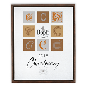 Wine Themed Artwork - Chardonnay D'Alsace - Dopff au Moulin Label Print on Canvas in a Floating Frame