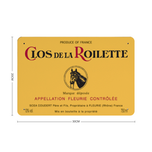 Load image into Gallery viewer, Wine Label Themed Decor - Clos de la Roilette Wine Label Print on Metal Plate 8&quot; x 12&quot; Made in the USA
