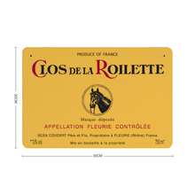 Load image into Gallery viewer, Wine Label Themed Decor - Clos de la Roilette Wine Label Print on Metal Plate 8" x 12" Made in the USA