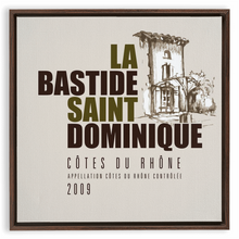 Load image into Gallery viewer, Wine Label Themed Artwork - La Bastide Saint Dominique Winery Cotes du Rhone Label Print on Canvas in a Floating Frame