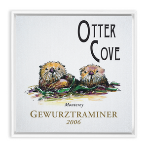 Wine Label Themed Artwork - Otter Cove Gewurztraminer 2006 Print on Canvas in a Floating Frame