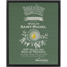 Load image into Gallery viewer, Kitchen Themed Artwork - Moulin St Michel Olive Oil Label Print on Canvas in a Floating Frame