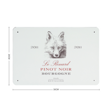 Load image into Gallery viewer, Wine Label Themed Decor - Le Renard Pinot Noir Wine Label Print on Metal Plate 8" x 12" Made in the USA