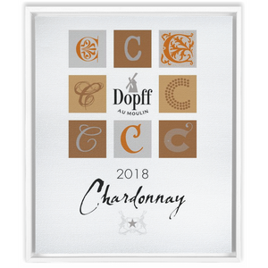Wine Themed Artwork - Chardonnay D'Alsace - Dopff au Moulin Label Print on Canvas in a Floating Frame