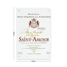 Load image into Gallery viewer, Wine Label Themed Decor - Saint Amour Label Print on Metal Plate 8" x 12" Made in the USA