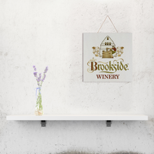 Load image into Gallery viewer, Wine Label Themed Wall Decor - Brookside Winery Wine Label Print on Wooden Plaque 8" x 8" Made in the USA