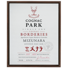 Load image into Gallery viewer, Cognac Label Themed Artwork - Cognac Park Mizunara Label Print on Canvas in a Floating Frame