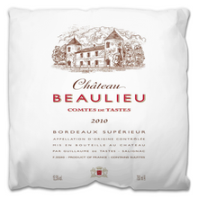 Load image into Gallery viewer, Indoor Outdoor Pillows Chateau Beaulieu Wine Label Print