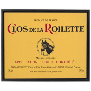 Wine Label Themed Artwork - Clos de la Roilette Wine Label Print on Canvas in a Floating Frame