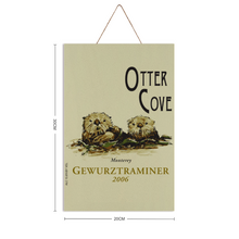 Load image into Gallery viewer, Wine Label Themed Wall Decor - Otter Cove Label Print on Wooden Plaque 8&quot; x 12&quot; Made in the USA
