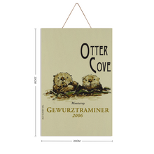 Load image into Gallery viewer, Wine Label Themed Wall Decor - Otter Cove Label Print on Wooden Plaque 8" x 12" Made in the USA