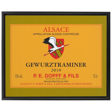 Load image into Gallery viewer, Wine Label Themed Artwork - P.E. Dopff Gewurztraminer Wine Label Print on Canvas in a Floating Frame