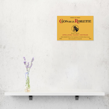 Load image into Gallery viewer, Wine Label Themed Decor - Clos de la Roilette Wine Label Print on Wooden Plaque 12" x 8" Made in the USA