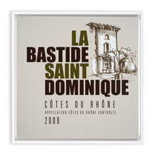 Load image into Gallery viewer, Wine Label Themed Artwork - La Bastide Saint Dominique Winery Cotes du Rhone Label Print on Canvas in a Floating Frame