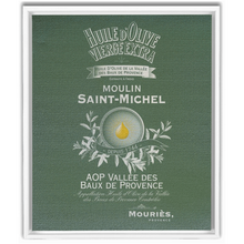 Load image into Gallery viewer, Kitchen Themed Artwork - Moulin St Michel Olive Oil Label Print on Canvas in a Floating Frame