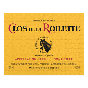 Wine Label Themed Jigsaw Puzzles - Clos de la Roilette Label Print on 252 or 500 Pieces Puzzle - Made in America