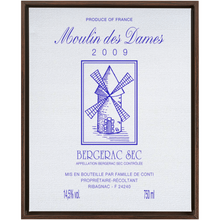 Load image into Gallery viewer, Wine Label Themed Artwork - Moulin des Dames Label Print on Canvas in a Floating Frame