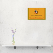 Load image into Gallery viewer, Wine Label Themed Decor - Gewurztraminer Wine Label Print on Wooden Plaque 12" x 8" Made in the USA