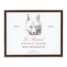 Load image into Gallery viewer, Wine Label Themed Artwork - Le Renard Pinot Noir Wine Label Print on Canvas in a Floating Frame