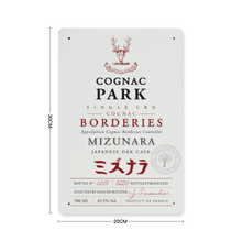 Load image into Gallery viewer, Cognac Themed Wall Decor - Cognac Park Mizunara Label Print on Metal Plate 8" x 12" Made in the USA