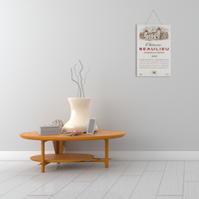 Load image into Gallery viewer, Wine Label Themed Wall Decor - Chateau Beaulieu Label Print on Wooden Plaque 8" x 12" Made in the USA