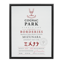 Load image into Gallery viewer, Cognac Label Themed Artwork - Cognac Park Mizunara Label Print on Canvas in a Floating Frame
