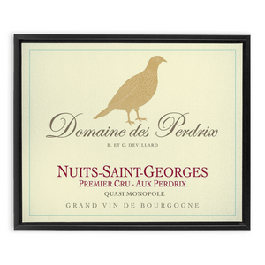 Wine Label Themed Artwork - Domaine des Perdrix Wine Label Print on Canvas in a Floating Frame