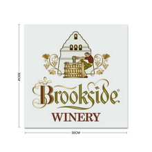 Load image into Gallery viewer, Wine Label Themed Wall Decor - Brookside Winery Label Print on Metal Plate 12" x 12" Made in the USA