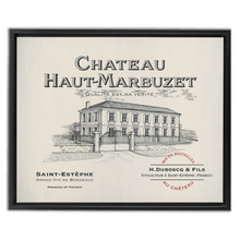 Load image into Gallery viewer, Winery Themed Artwork - Wine Themed Wall Decor - Chateau Haut-Marbuzet Wine Label Print on Canvas in a Floating Frame