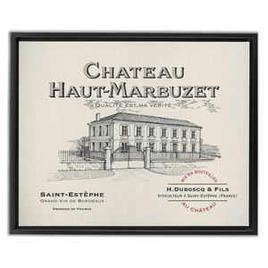 Winery Themed Artwork - Wine Themed Wall Decor - Chateau Haut-Marbuzet Wine Label Print on Canvas in a Floating Frame