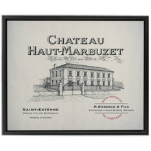 Load image into Gallery viewer, Winery Themed Artwork - Wine Themed Wall Decor - Chateau Haut-Marbuzet Wine Label Print on Canvas in a Floating Frame