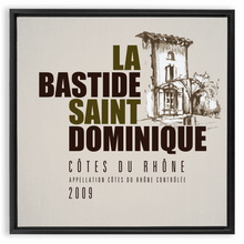 Load image into Gallery viewer, Wine Label Themed Artwork - La Bastide Saint Dominique Winery Cotes du Rhone Label Print on Canvas in a Floating Frame
