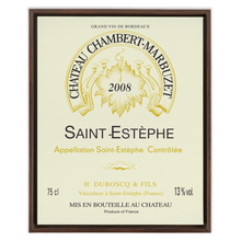 Load image into Gallery viewer, Wine Themed Artwork - Chateau Chambert-Marbuzet Label Print on Canvas in a Floating Frame